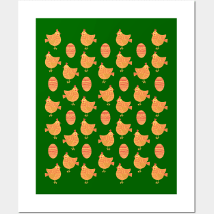 The cute yellow and red chicken and egg pattern, version 3 Posters and Art